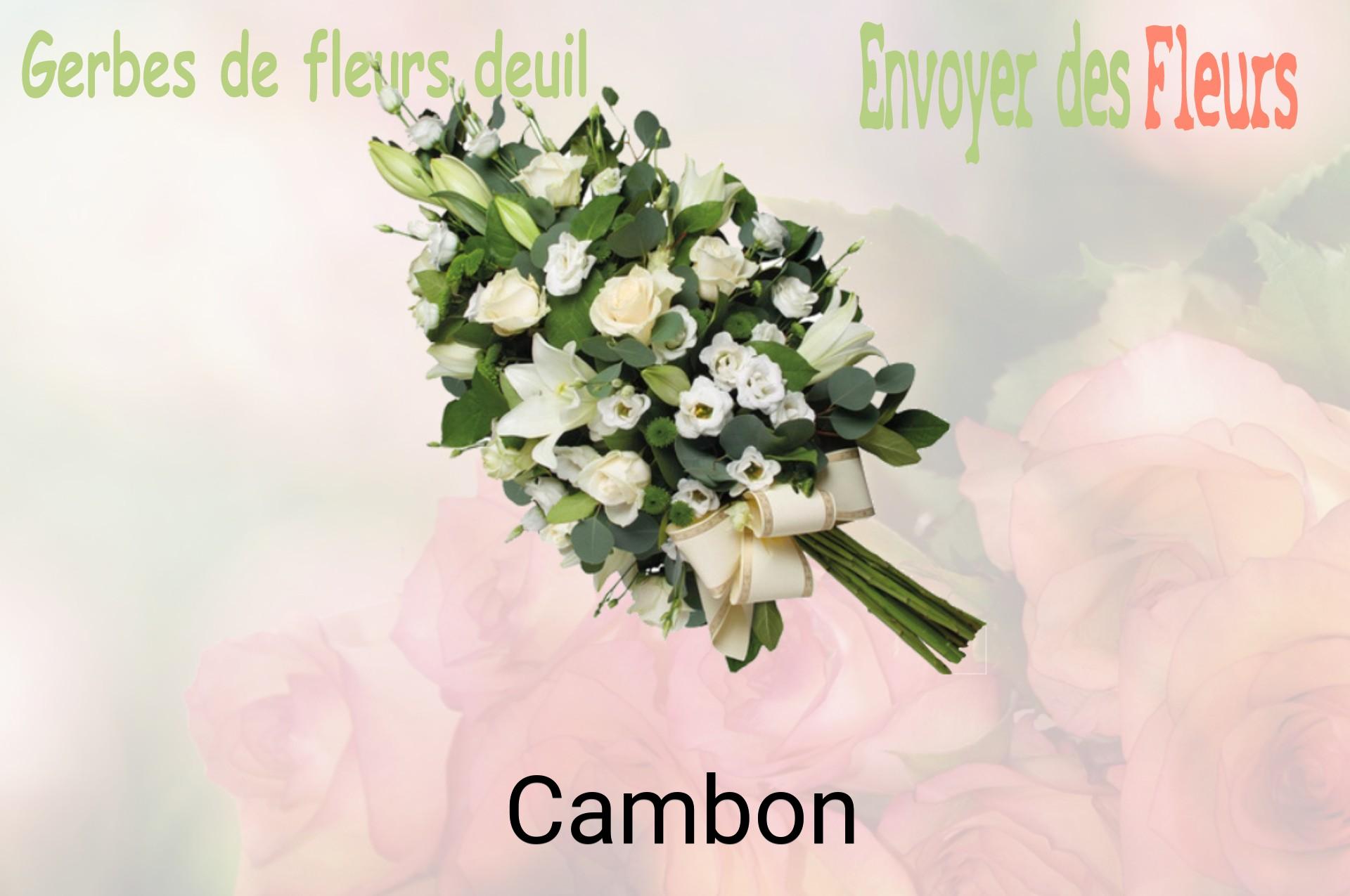 Gerbe de fleurs de deuil livrée à Cambon